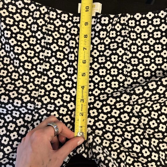 Maeve Anthropologie Margot Kick‎ Flare Cropped Pants Black White Floral Retro S - Picture 7 of 8